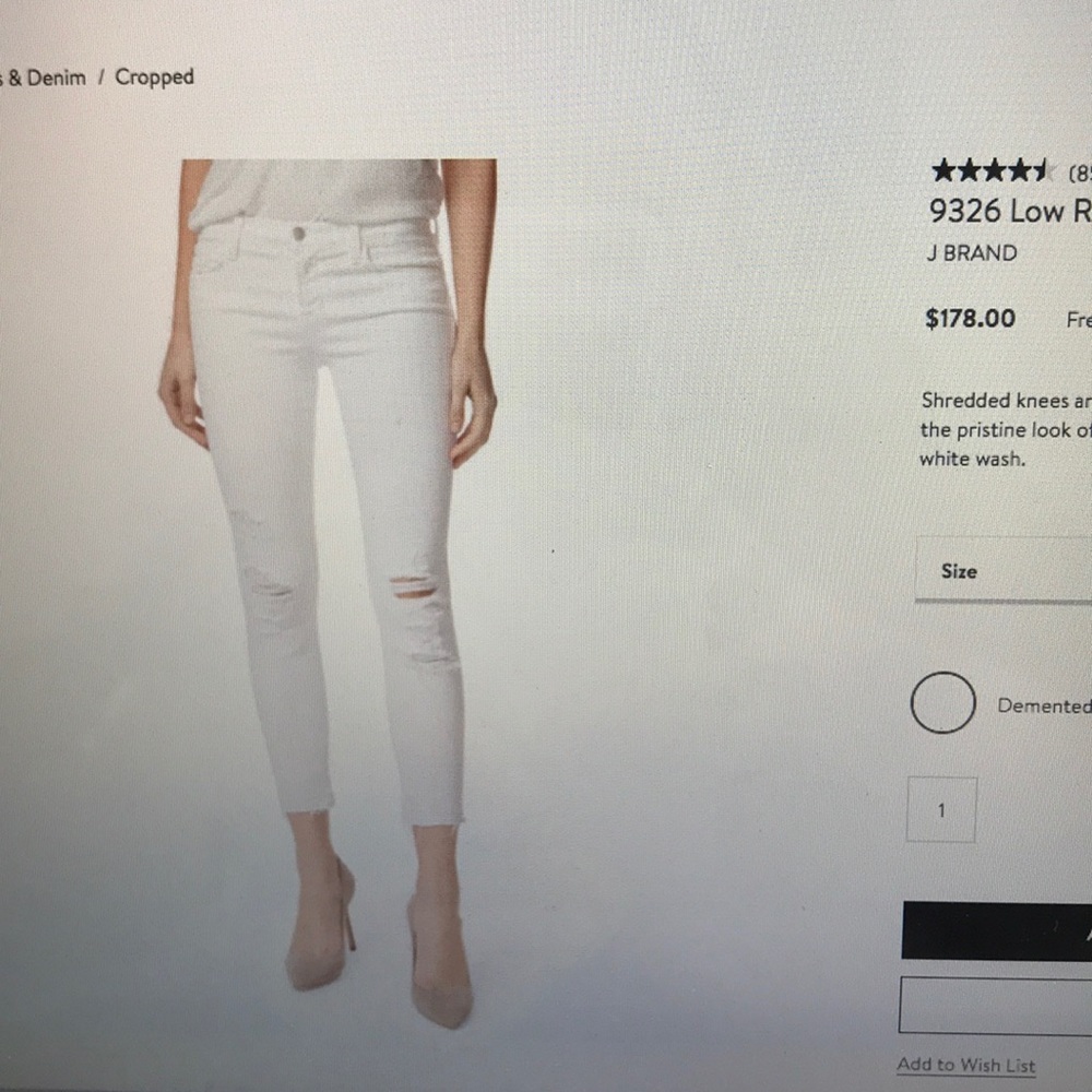 j brand cropped white ripped jeans